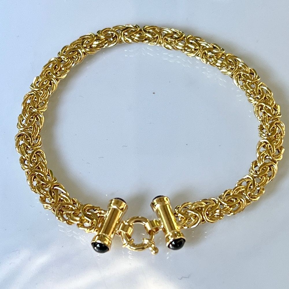 New Leslie’s 14k Gold Fancy Link with Black Onyx Bracelet